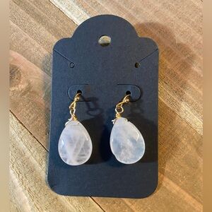 Rose Quartz Chakra Crystal Teardrop Dangle Earrings